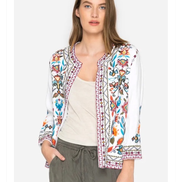 Johnny Was | Izamal Crop Jacket Embroidered 100% Linen w/ Pockets - Picture 4 of 15